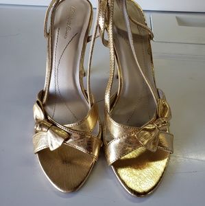 Women's Gold Snake Heels